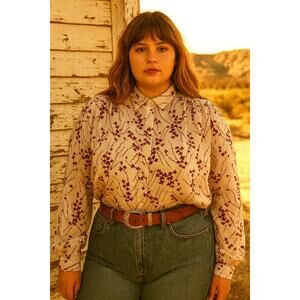 Vintage Levi's floral long sleeve v neck blouse